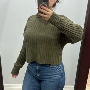 American Eagle Outfitters Olive Ribbed Sweater